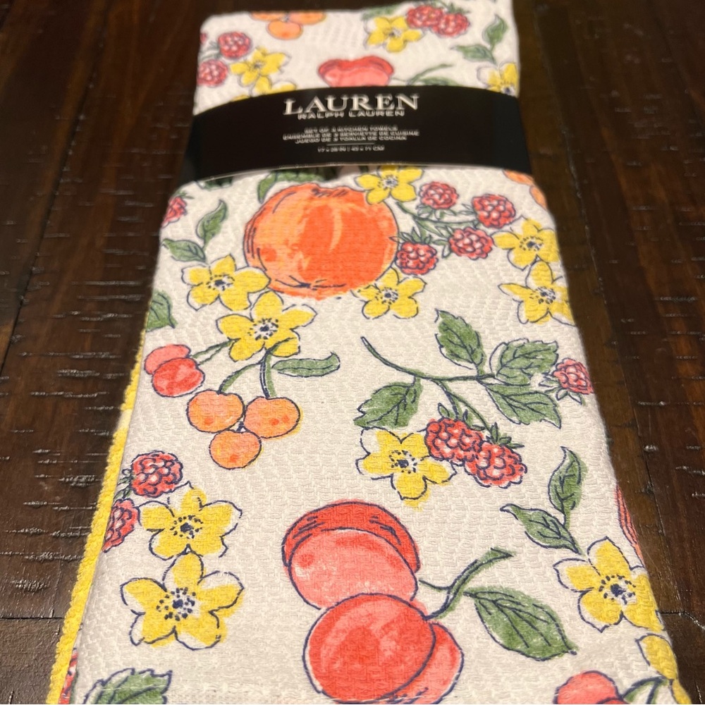 Lauren Ralph Lauren Fruits and Flowers Colorful Kitchen Towels Set of 3